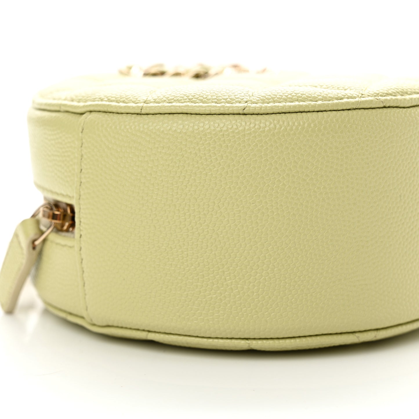 Caviar Quilted French New Wave Round Clutch With Chain Light Green