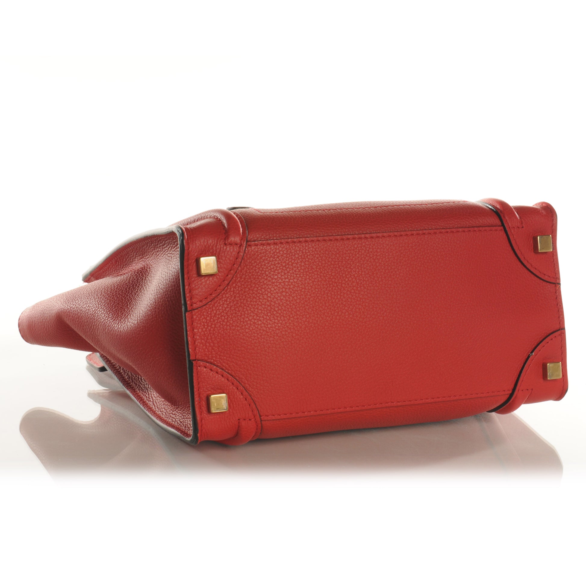 Celine Drummed Leather Micro Luggage Coquelicot 4 of 8