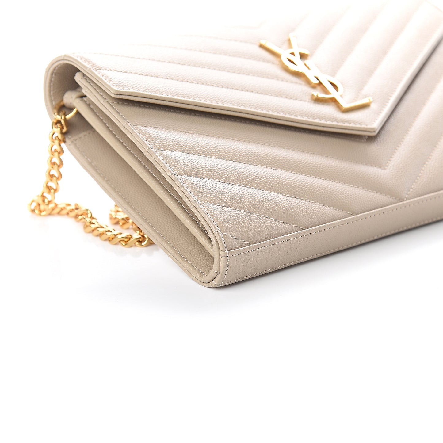 Grain De Poudre Matelasse Monogram Chain Wallet Sea Salt