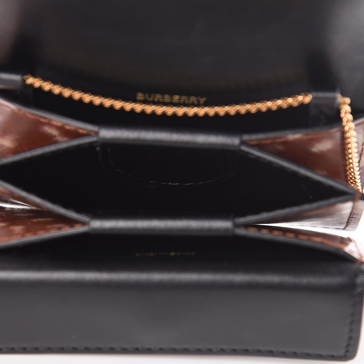Calfskin Deer Printed Jessie Chain Card Case Malt Brown