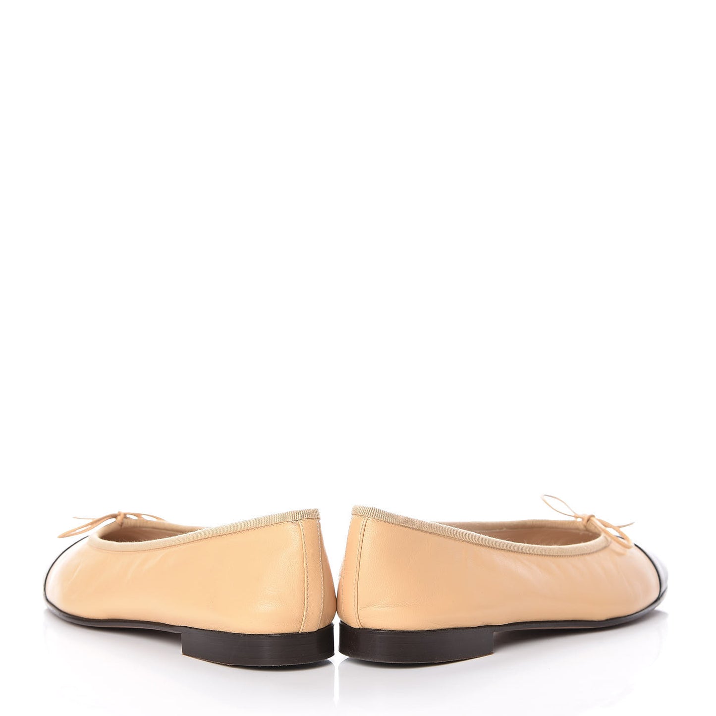 Lambskin Cap Toe CC Ballerina Flats 39 Beige Black