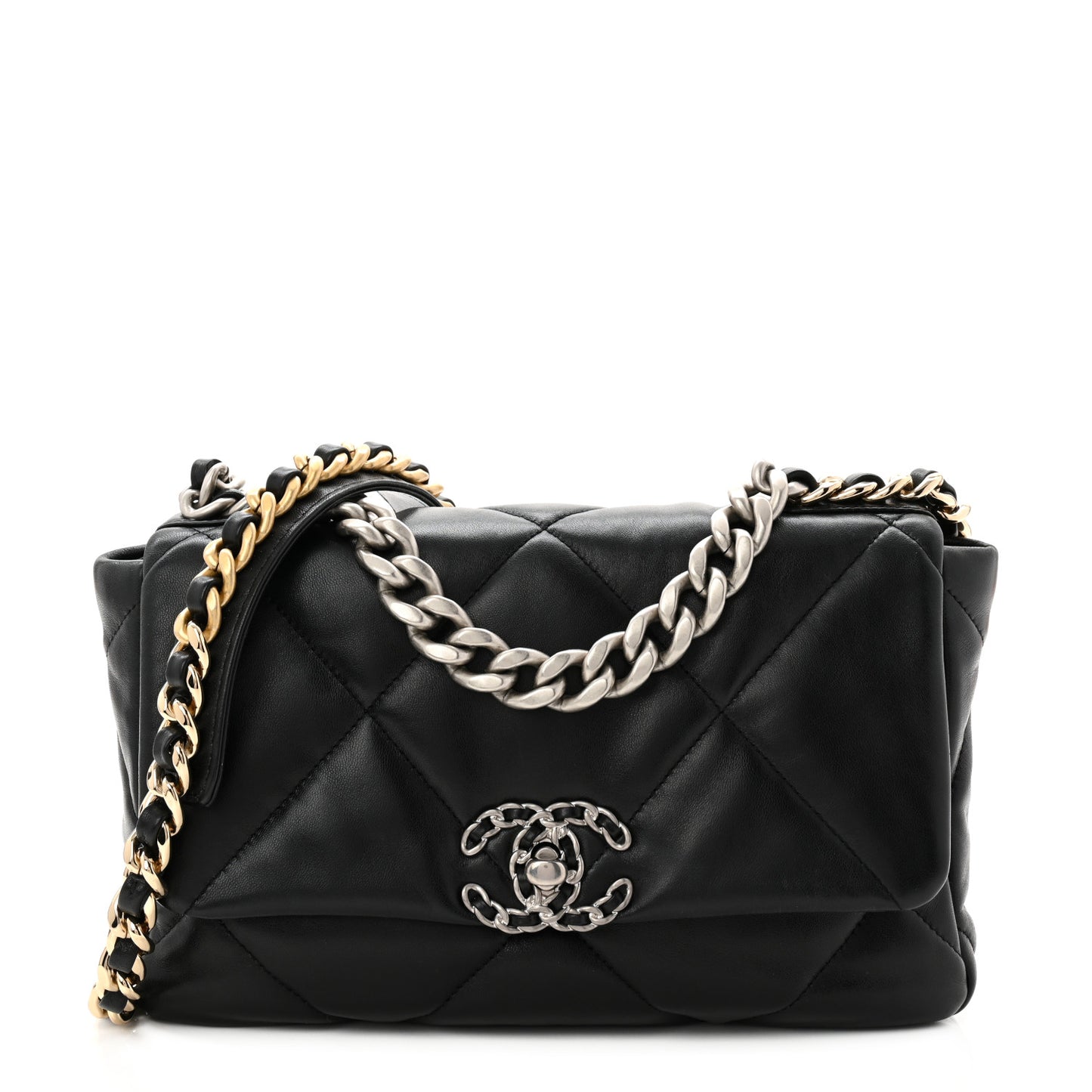 Lambskin Quilted Medium Chanel 19 Flap Black