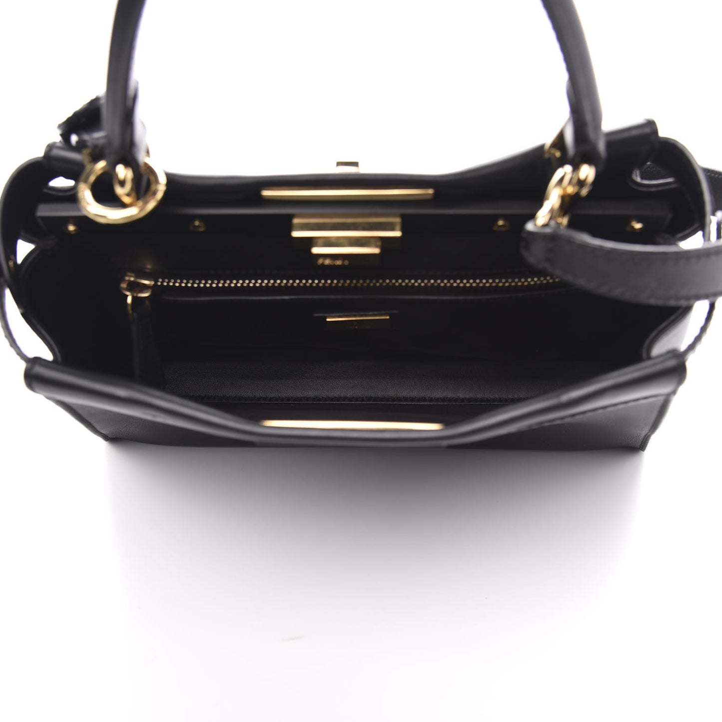 Vitello Seta Shiny Nappa Medium Peekaboo Iconic Satchel Black