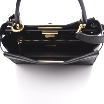 Fendi Vitello Seta Shiny Nappa Medium Peekaboo Iconic Satchel Black 5 of 10