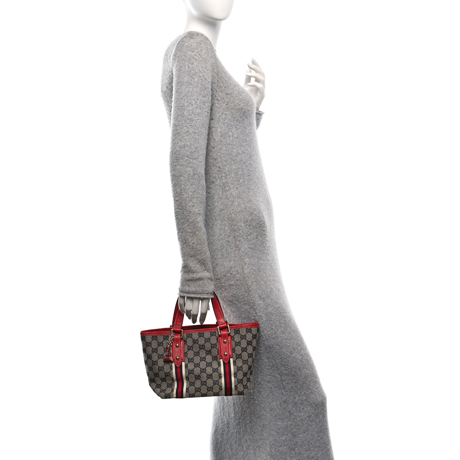 Gucci Monogram Small Jolicoeur Tote Navy Red 2 of 10