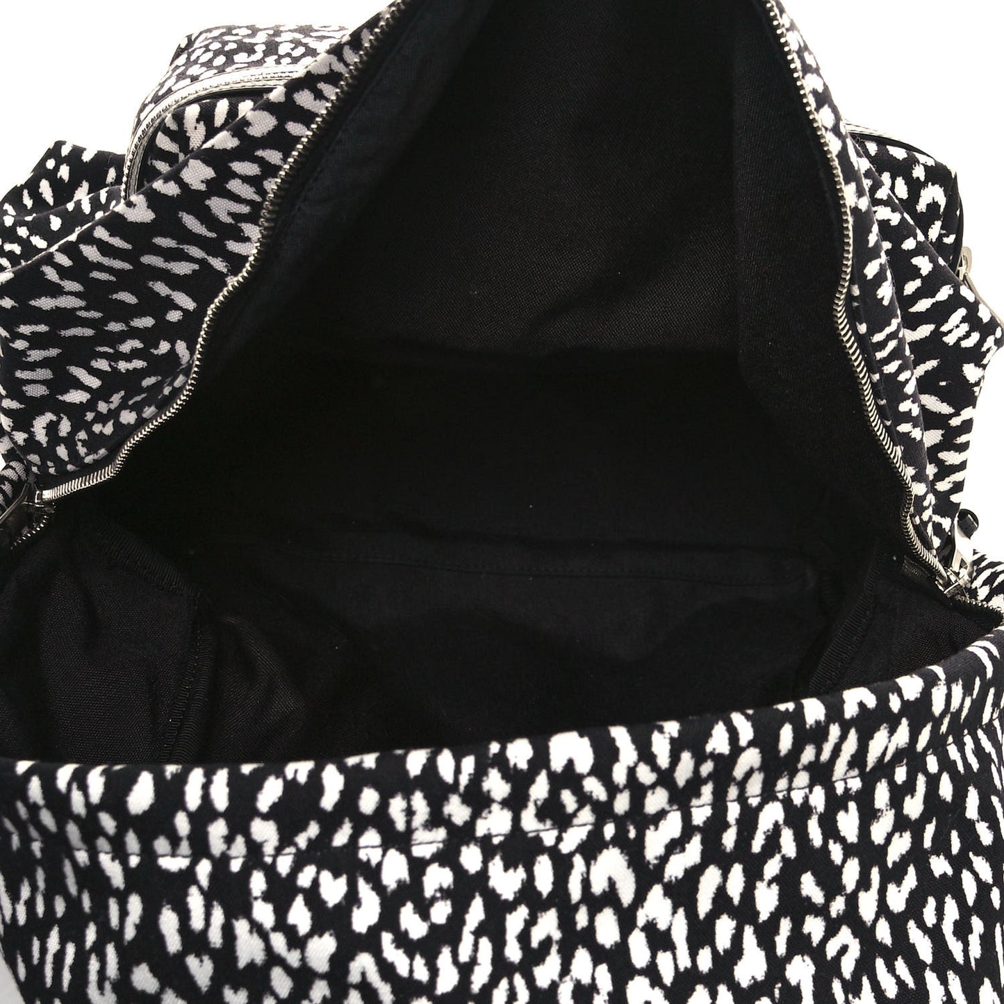 Canvas Leopard Print City Backpack Black White