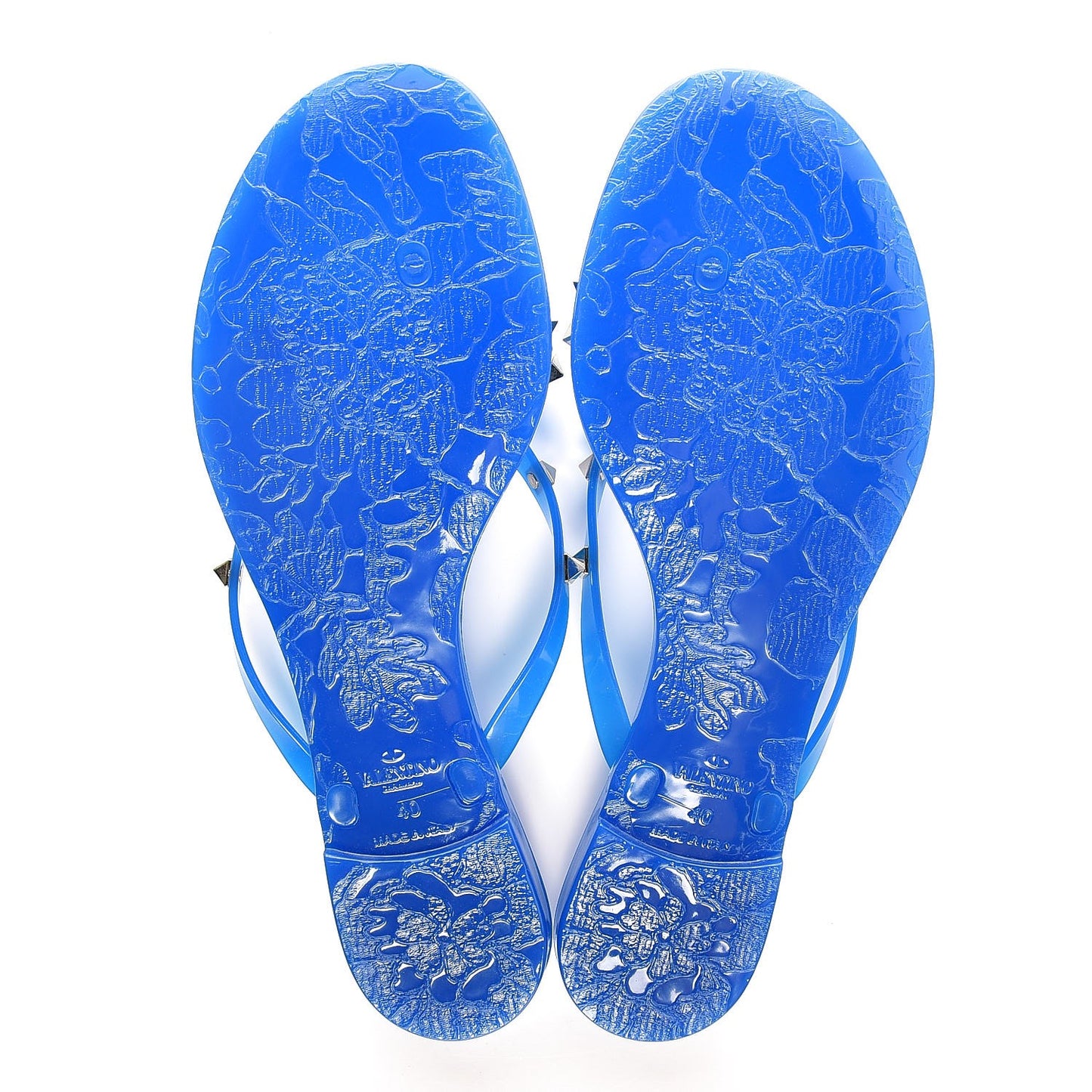 PVC Jelly Rockstud Bow Thong Sandals 40 Blue Fluo
