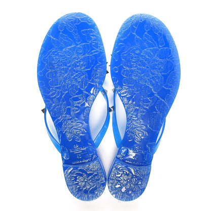 Valentino Garavani PVC Jelly Rockstud Bow Thong Sandals 40 Blue Fluo 5 of 8