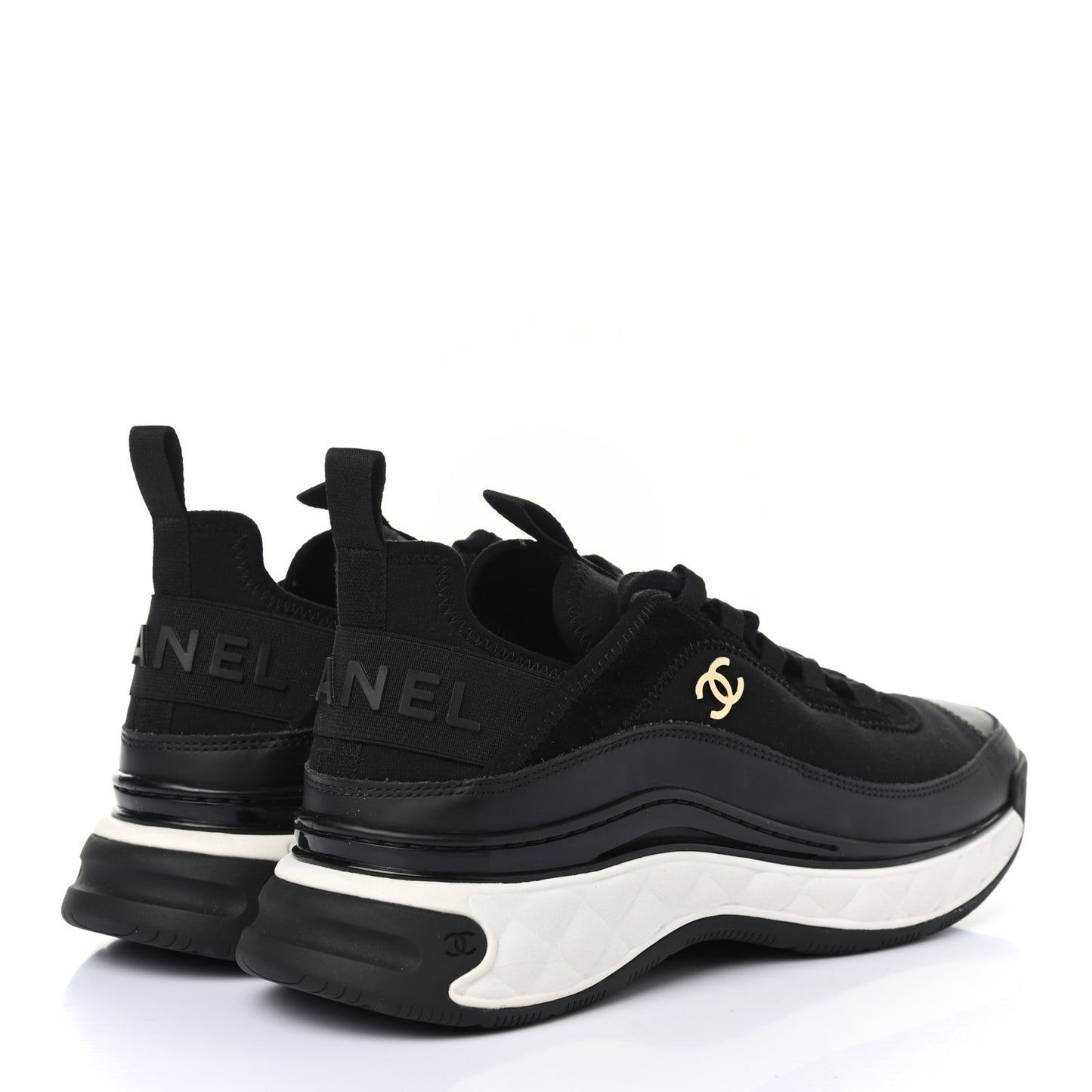 Velvet Calfskin Mixed Fibers CC Sneakers 39.5 Black