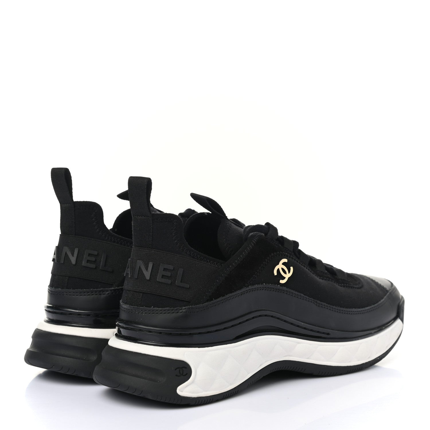 Chanel Velvet Calfskin Mixed Fibers CC Sneakers 39.5 Black 4 of 8