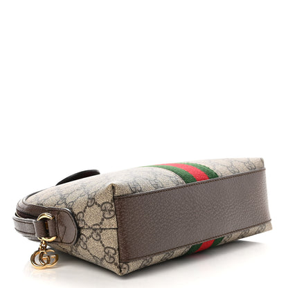 Gucci GG Supreme Monogram Textured Dollar Calfskin Web Small Ophidia Dome Shoulder Bag Beige Ebony New Acero 4 of 10