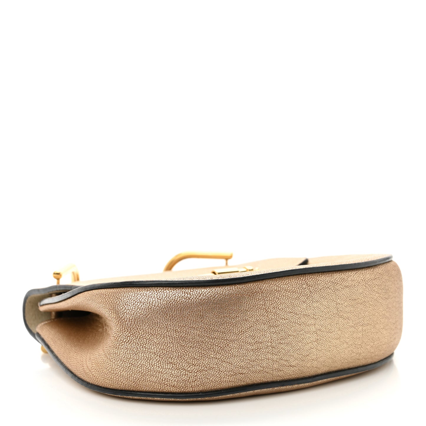 Metallic Goatskin Mini Drew Shoulder Bag Pale Gold