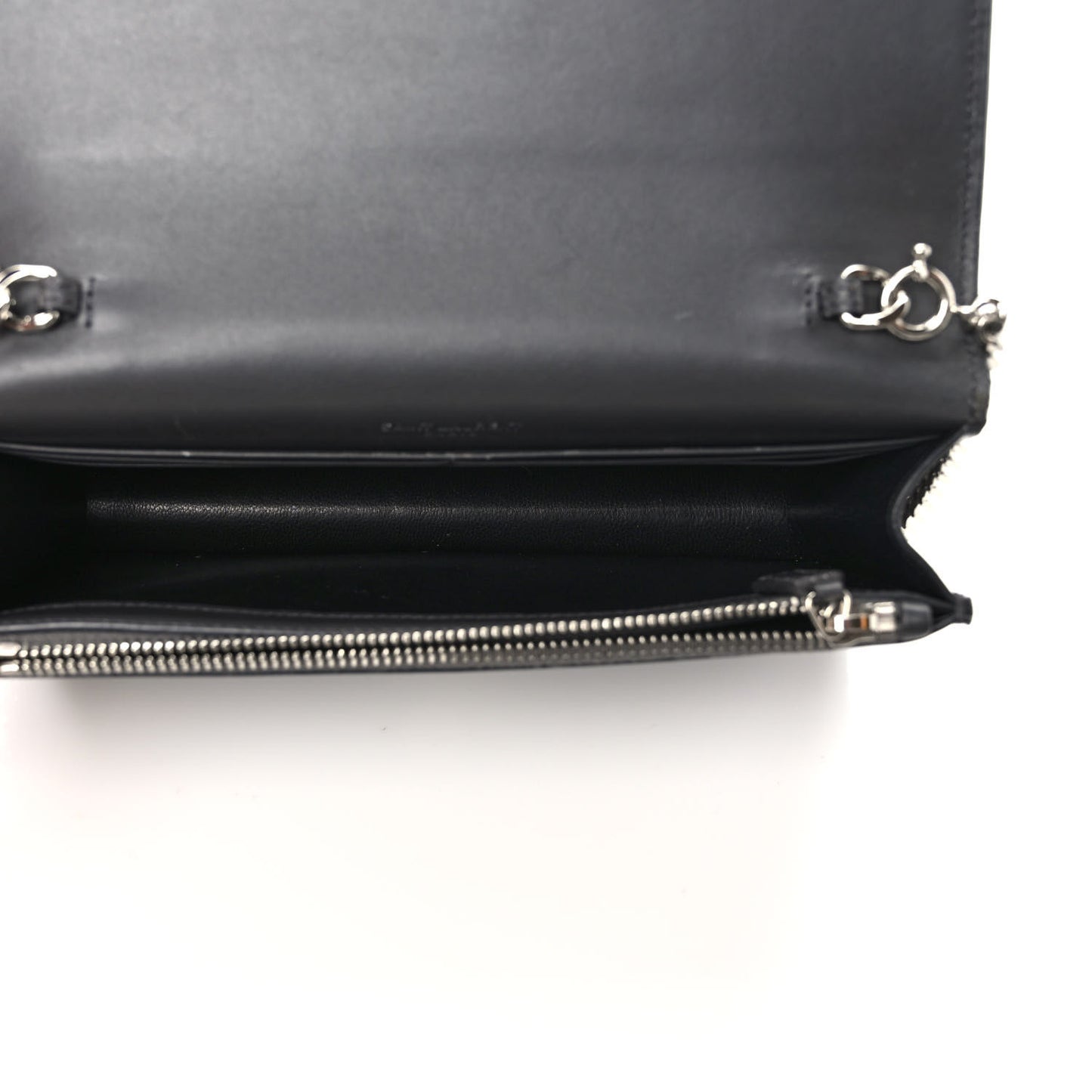 Smooth Calfskin Classic Monogram Kate Tassel Chain Wallet Asphalt