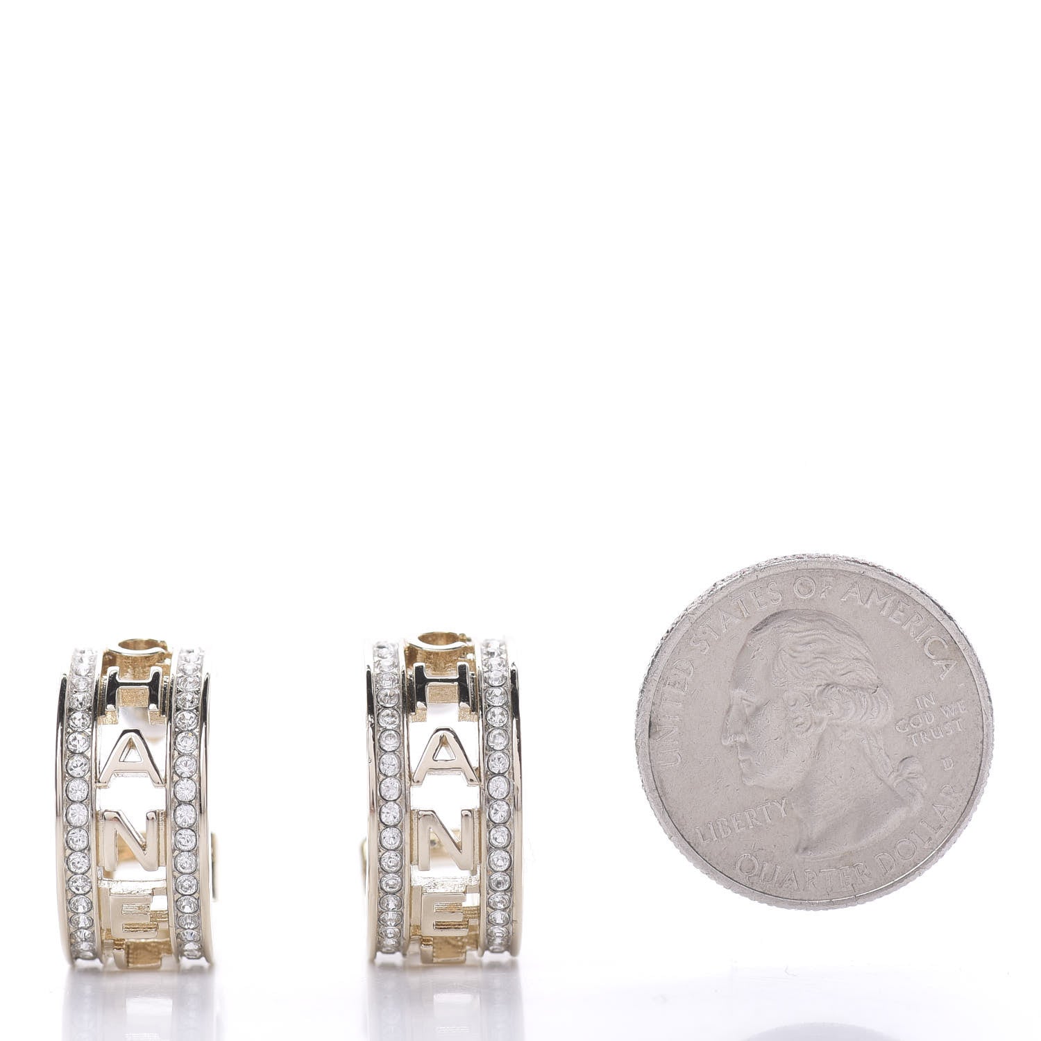 Chanel Metal Crystal Bow-tiful CC Hoop Earrings Gold 2 of 5
