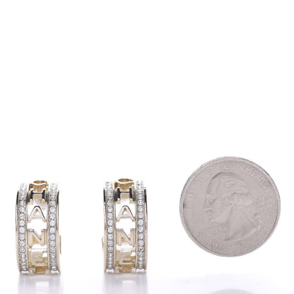 Chanel Metal Crystal Bow-tiful CC Hoop Earrings Gold 2 of 5