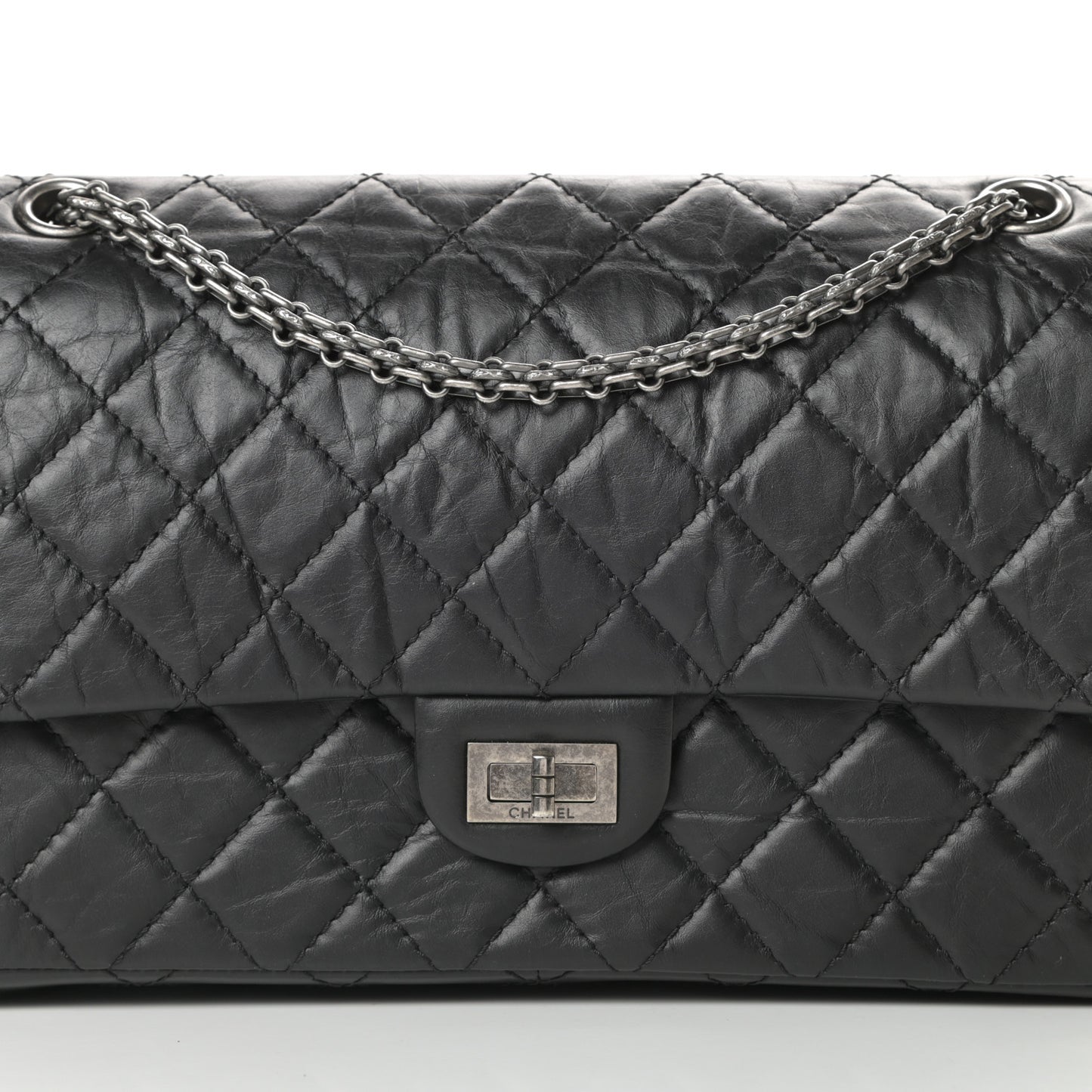 Aged Calfskin Quilted 2.55 Reissue 226 Flap Black