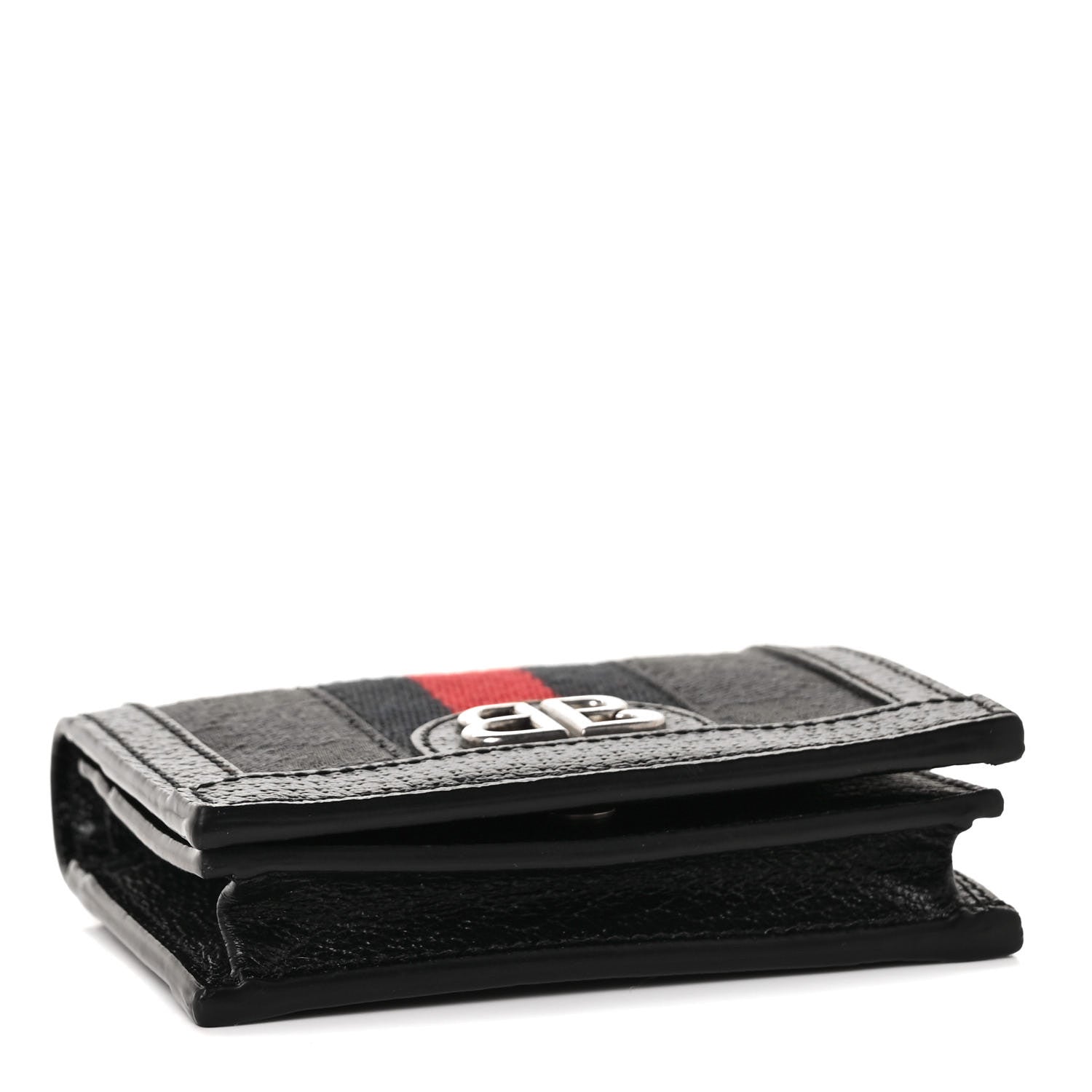 Gucci X BALENCIAGA BB Monogram Web Ophidia Card Case Wallet Black 4 of 9