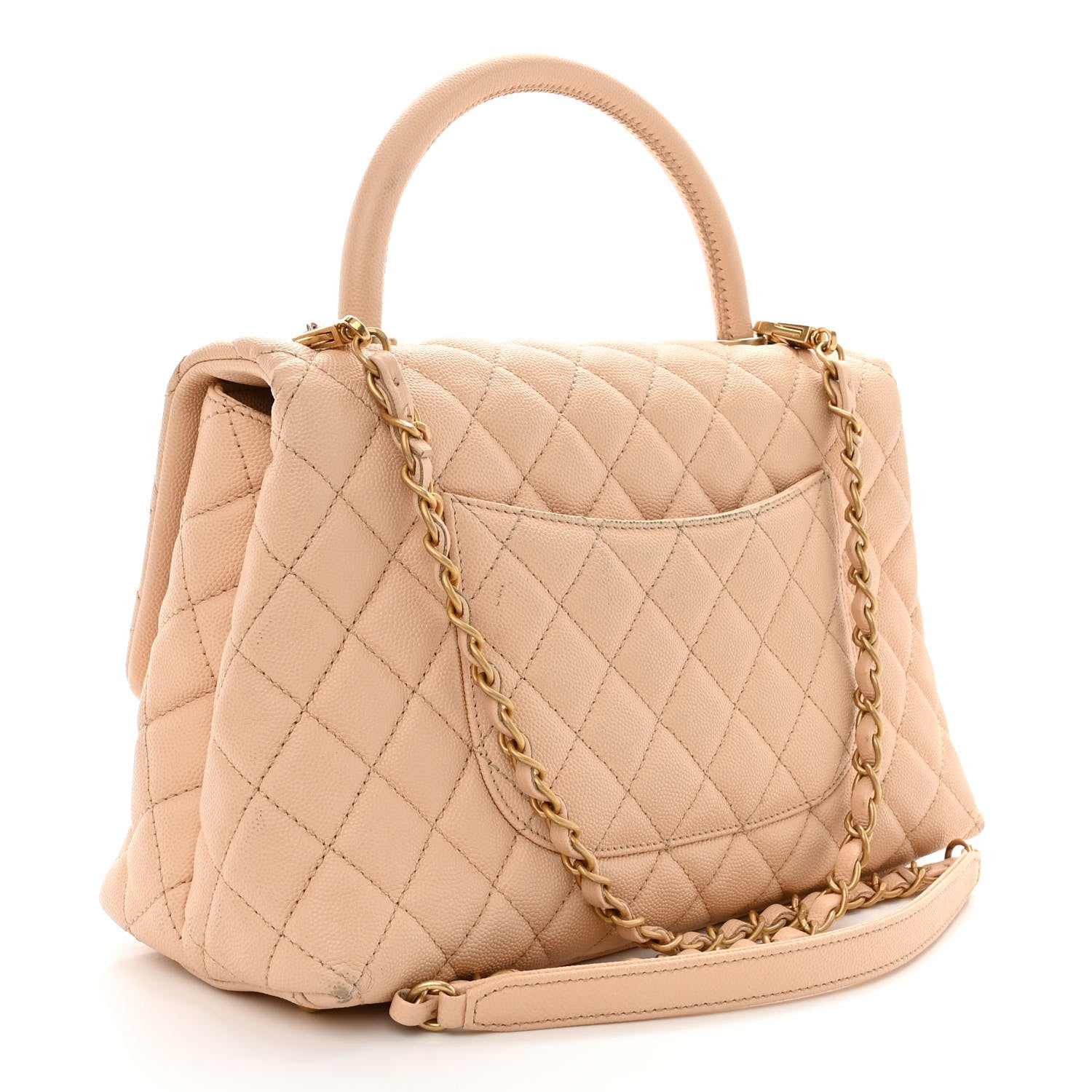 Chanel Caviar Quilted Small Coco Handle Flap Beige 3 of 13