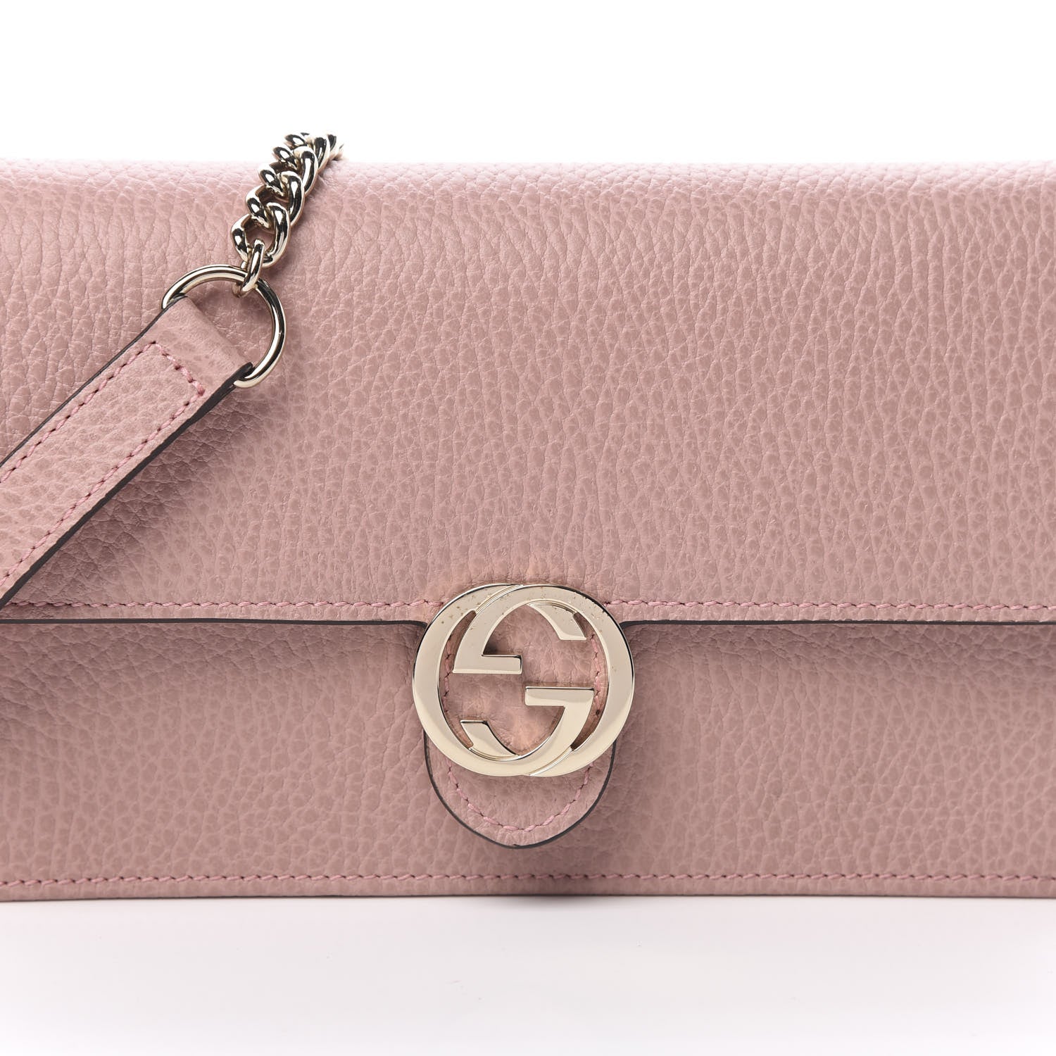 Gucci Dollar Calfskin Interlocking G Chain Wallet Soft Pink 8 of 11