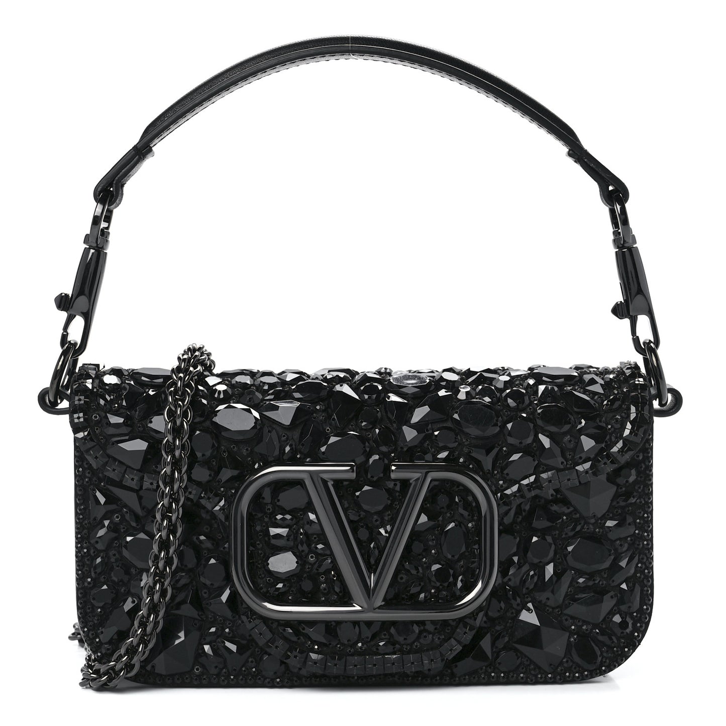 Crystal Nappa Monochrome Vlogo Small Loco Shoulder Bag Black