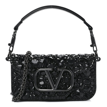 Valentino Garavani Crystal Nappa Monochrome Vlogo Small Loco Shoulder Bag Black 1 of 10