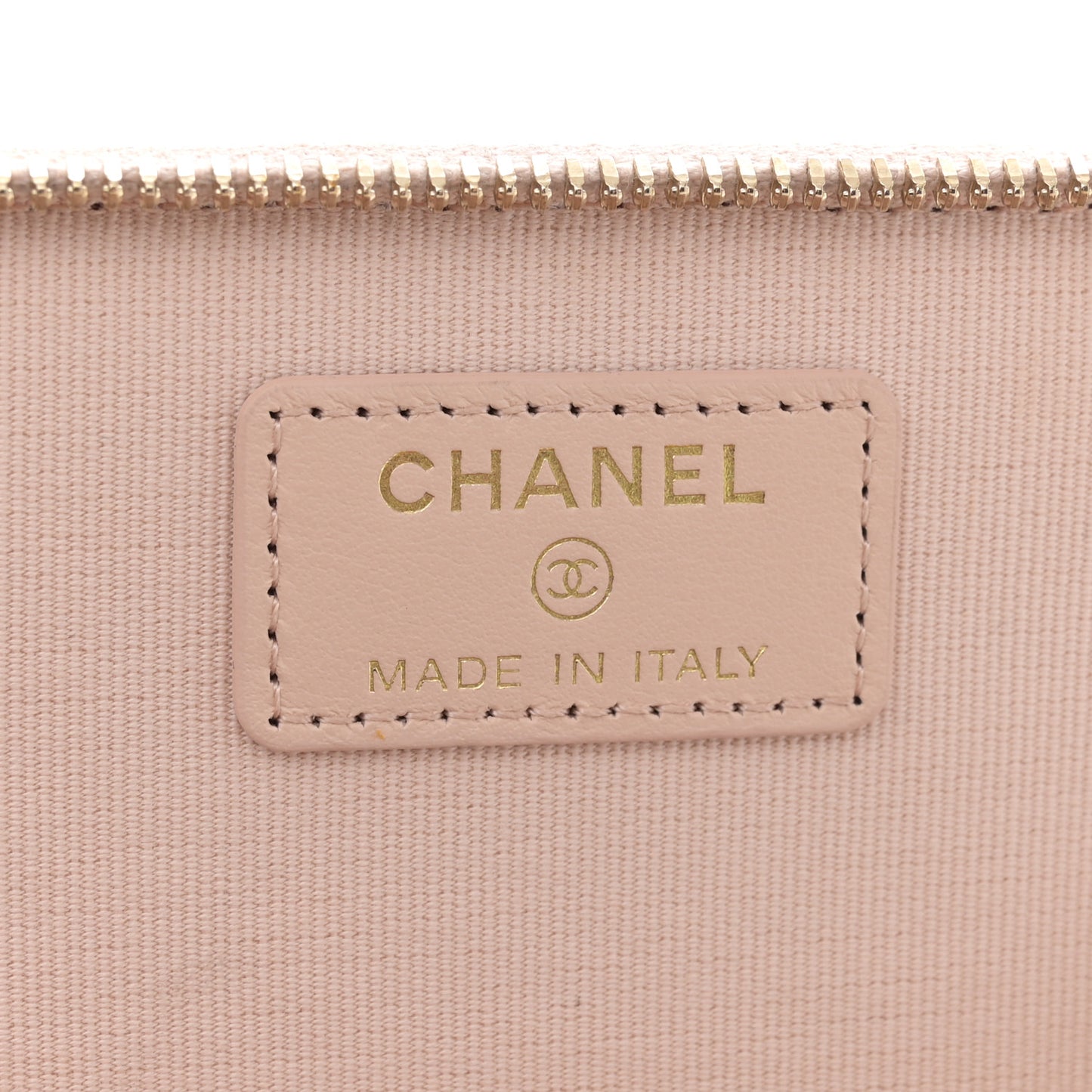 Caviar Quilted Small Vanity Case With Chain Light Beige