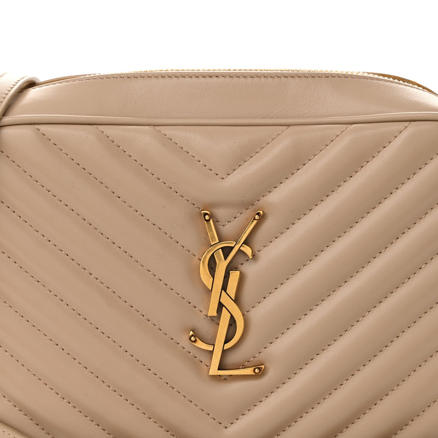 Saint Laurent Calfskin Matelasse Monogram Lou Camera Bag Dark Beige 8 of 12