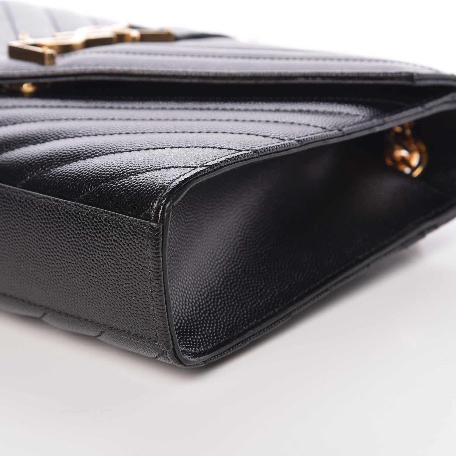 Saint Laurent Grain De Poudre Matelasse Chevron Medium Monogram Satchel Black 10 of 10