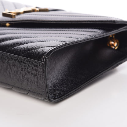 Saint Laurent Grain De Poudre Matelasse Chevron Medium Monogram Satchel Black 10 of 10