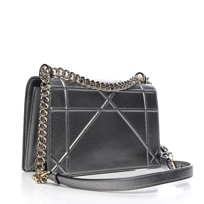 Christian Dior Metallic Grained Calfskin Medium Diorama Flap Bag Silver 2 of 10