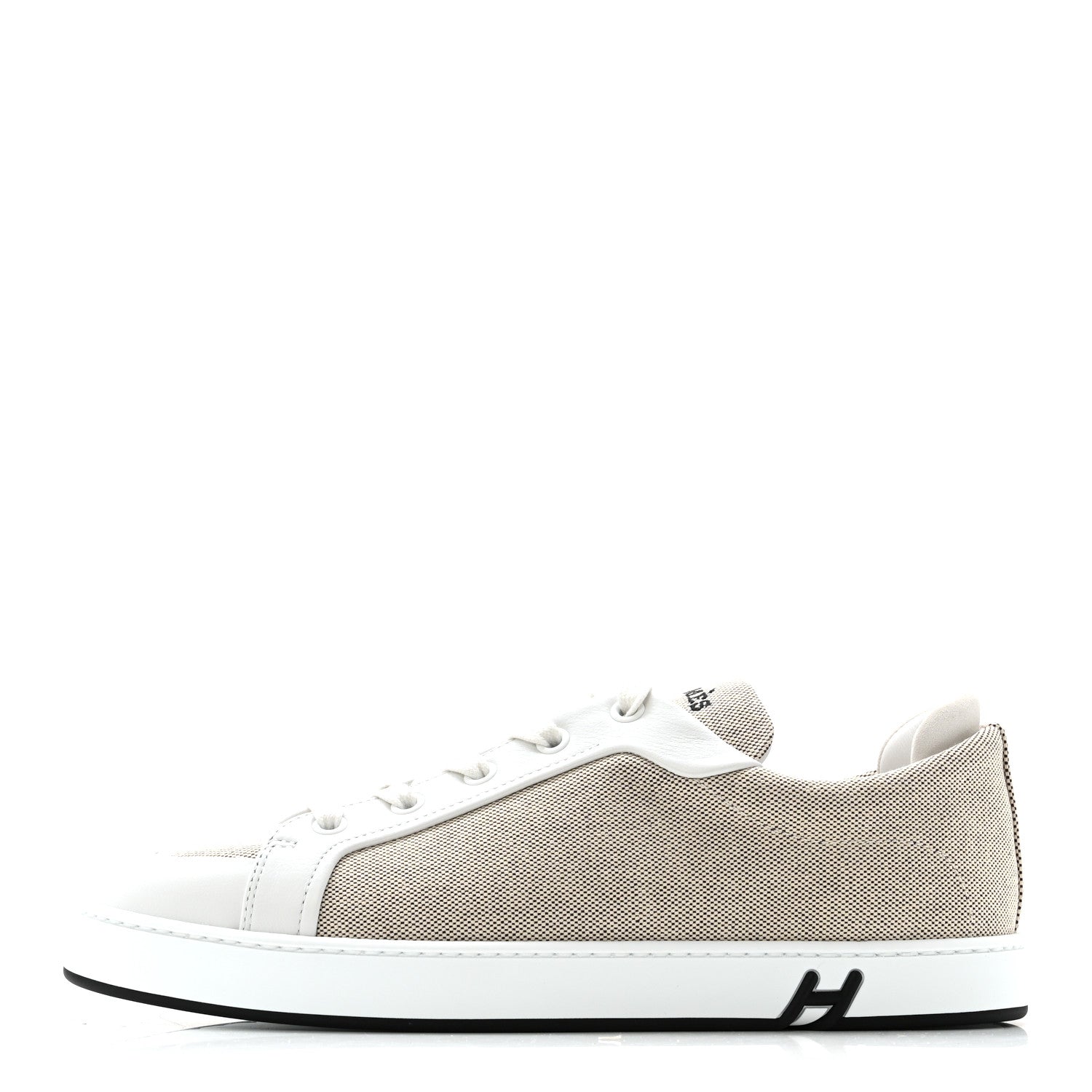 Hermes Calfskin Canvas Kid Sneakers 38 Prunoir White 1 of 10