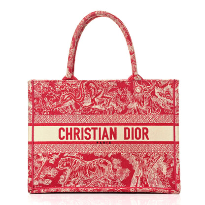 Christian Dior Canvas Embroidered Medium Toile De Jouy Reverse Book Tote Fuchsia 1 of 4