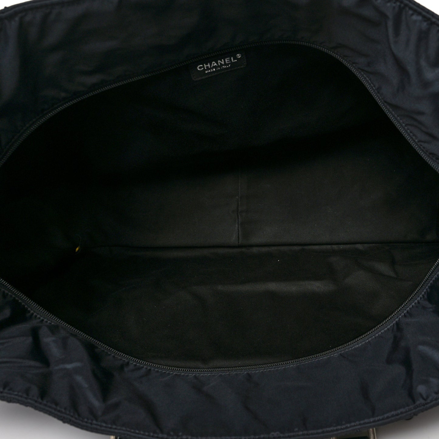 Nylon Quilted Calfskin Large CC Tote Bag Black