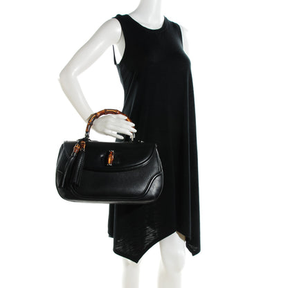 Gucci Calfskin Large New Bamboo Top Handle Bag Black 2 of 7
