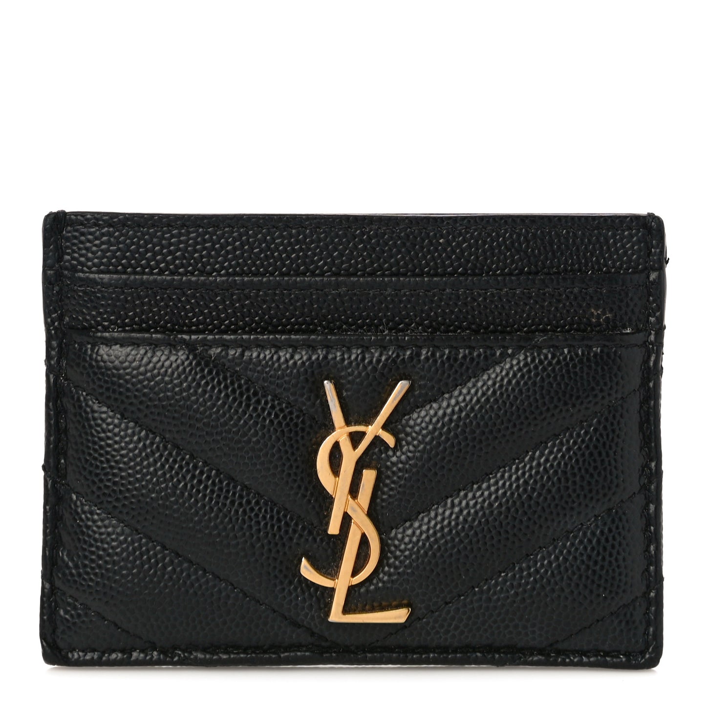 Grain De Poudre Matelasse Chevron Monogram Credit Card Case Black