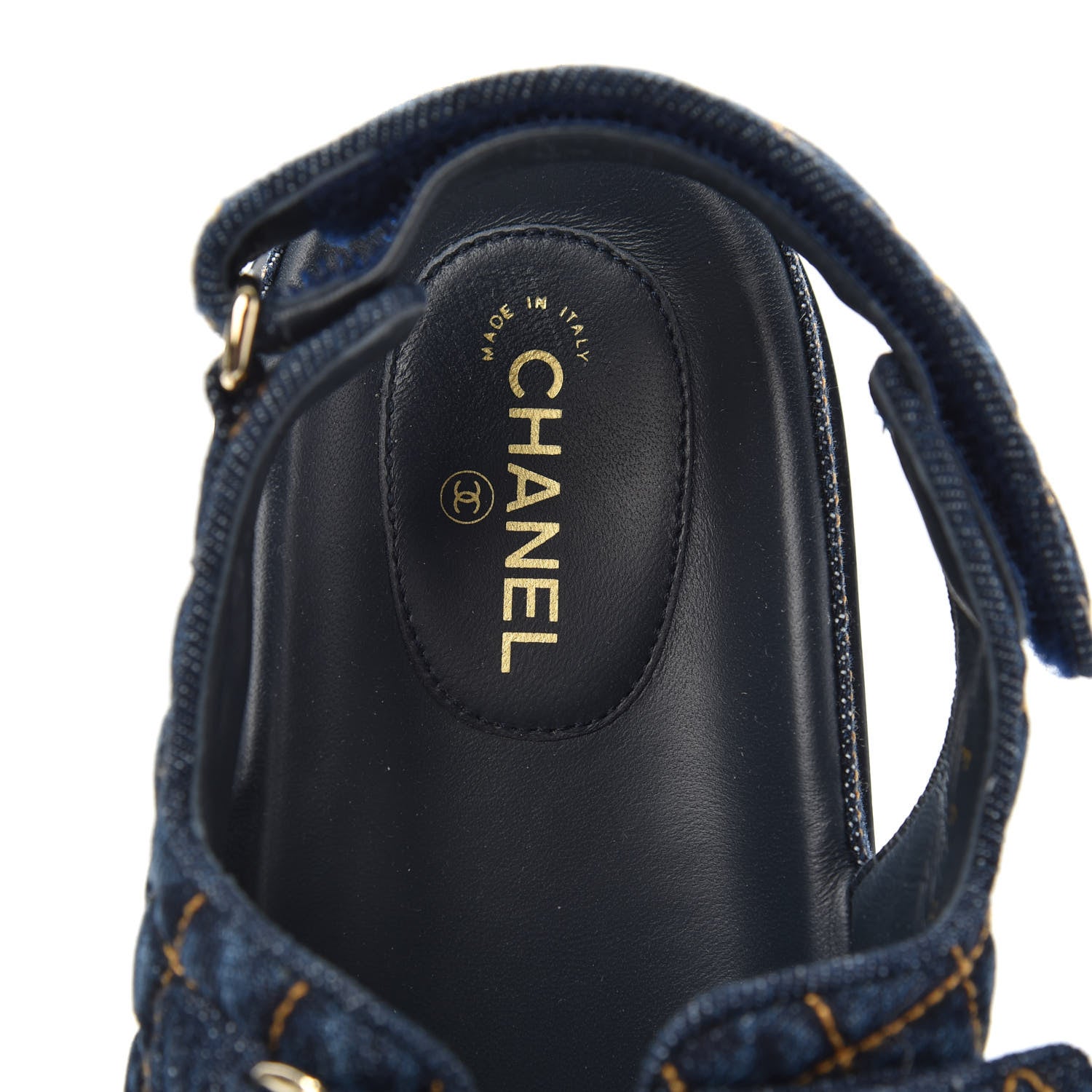 Chanel Denim Velcro Dad Sandals 41 Navy Blue 6 of 10