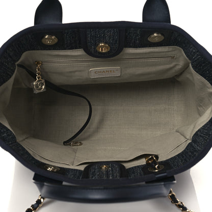 Chanel Denim Small Deauville Tote Dark Blue White 6 of 10