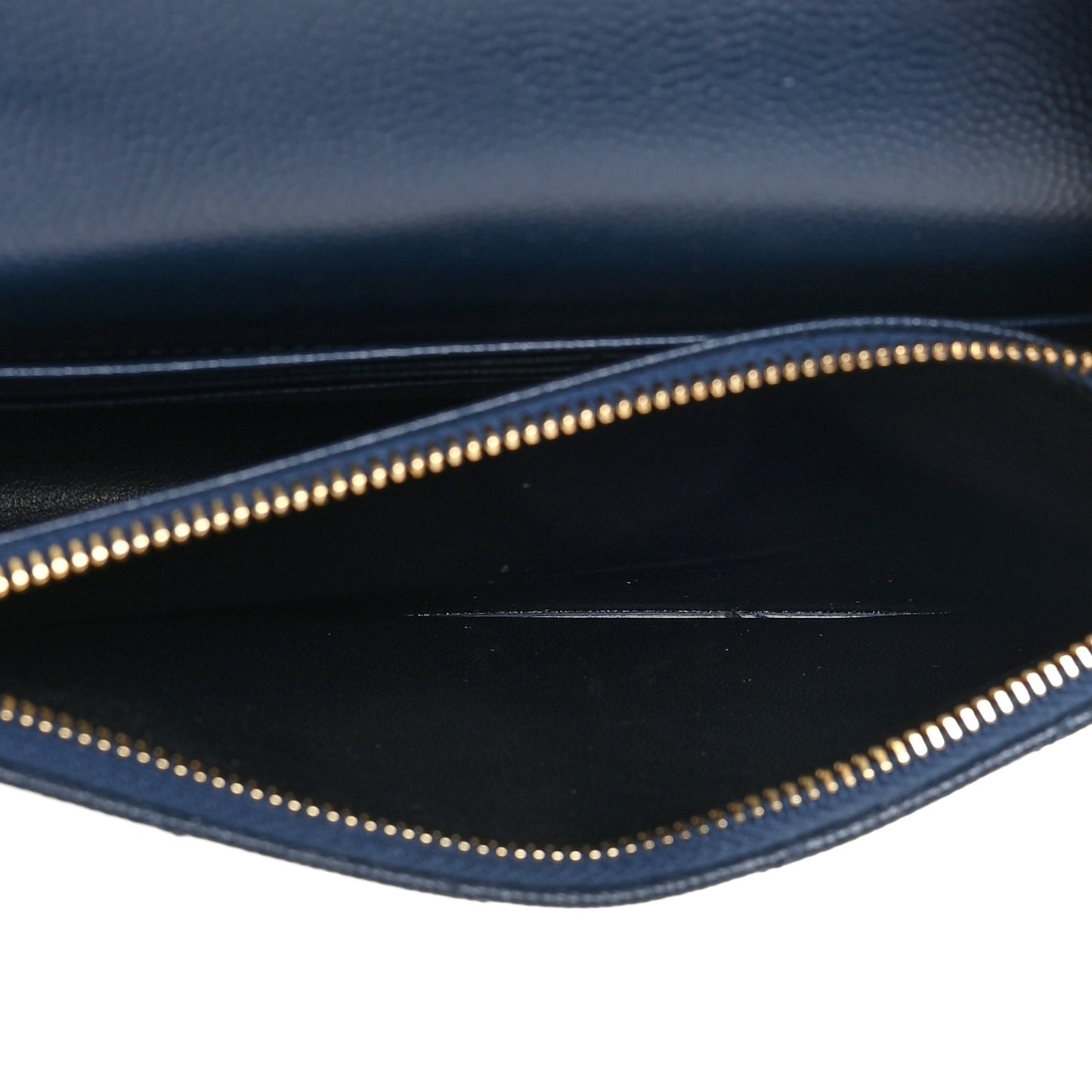 Grain De Poudre Matelasse Chevron Monogram Envelope Chain Wallet Navy