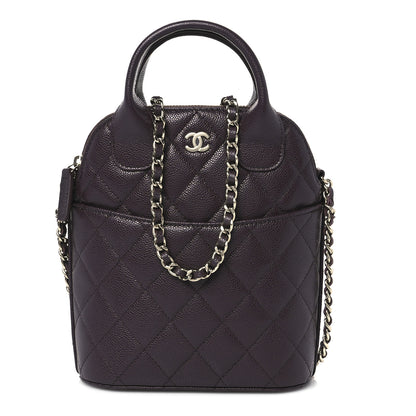 Chanel Caviar Quilted Top Handle Clutch With Chain Dark Brown 1 of 11