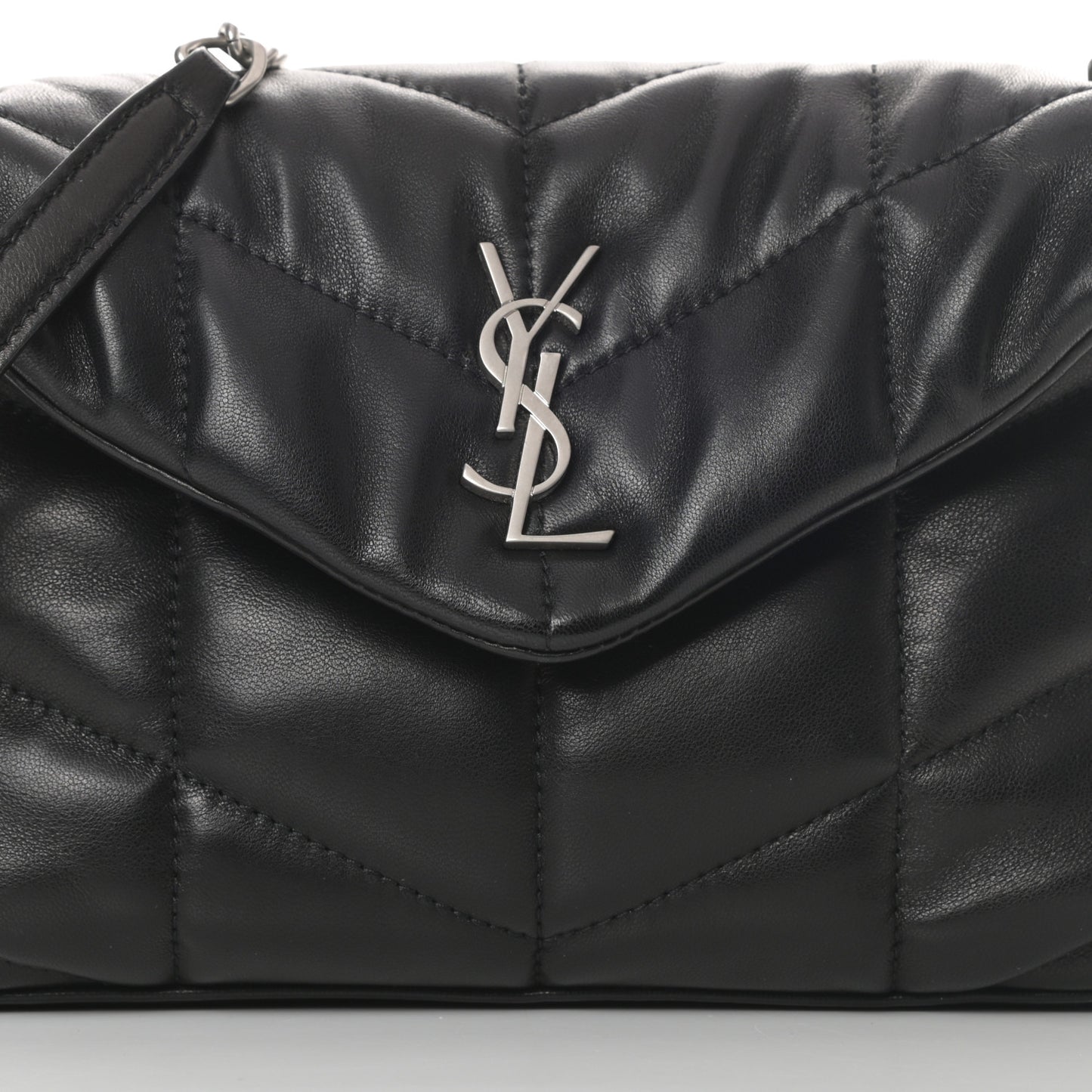 Lambskin Quilted Toy Loulou Puffer Monogram Chain Satchel Black