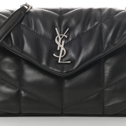 Saint Laurent Lambskin Quilted Toy Loulou Puffer Monogram Chain Satchel Black 8 of 11