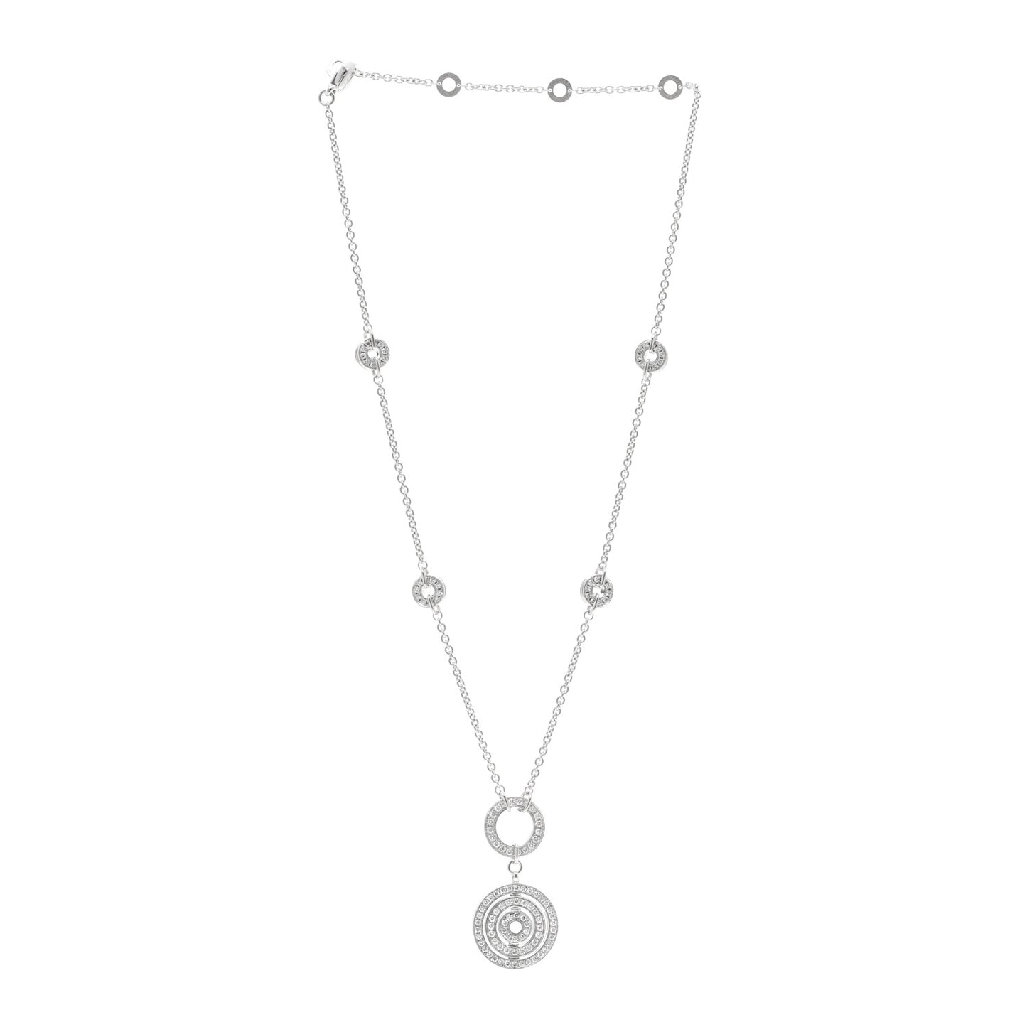 18K White Gold Diamond Astrale Cerchi Necklace
