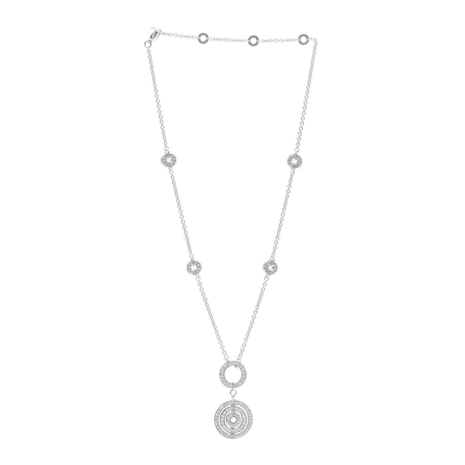 Bulgari 18K White Gold Diamond Astrale Cerchi Necklace 3 of 4