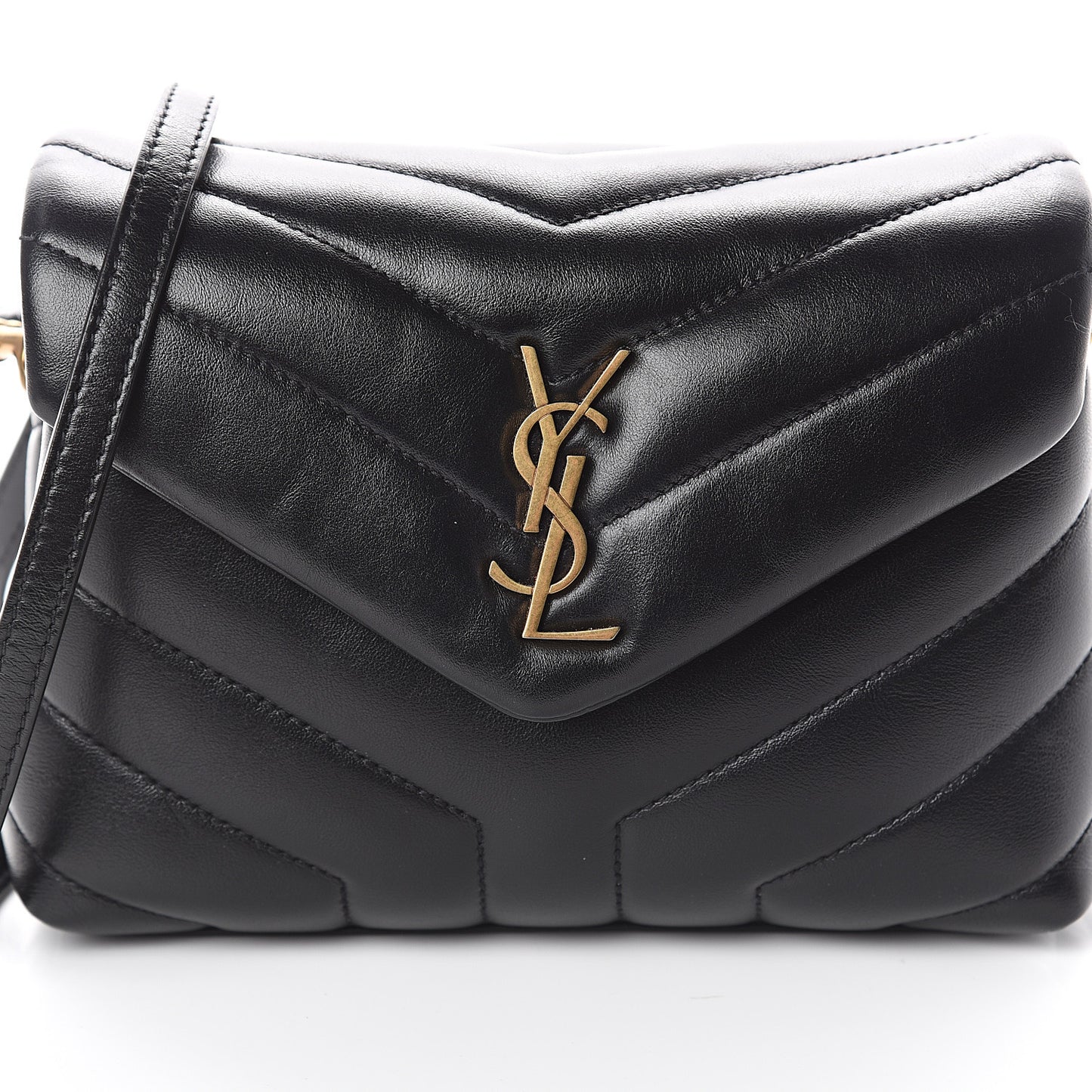 Calfskin Y Quilted Monogram Toy Loulou Crossbody Bag Black