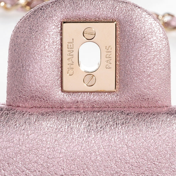 Chanel Metallic Goatskin Quilted Mini Flap Pink 6 of 8