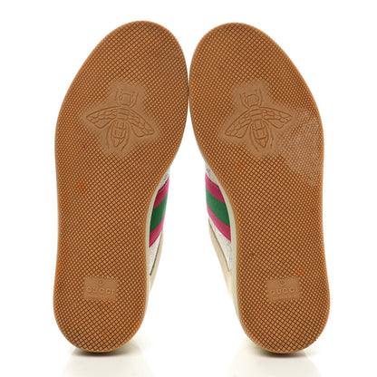 Gucci Lame GG Monogram Nubuck Web Screener Sneakers 35 Gardenia Silver Dusty Milk White 5 of 11