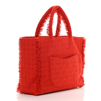 Chanel Wool Tweed Large Zipped Shopping Tote Red 3 of 11