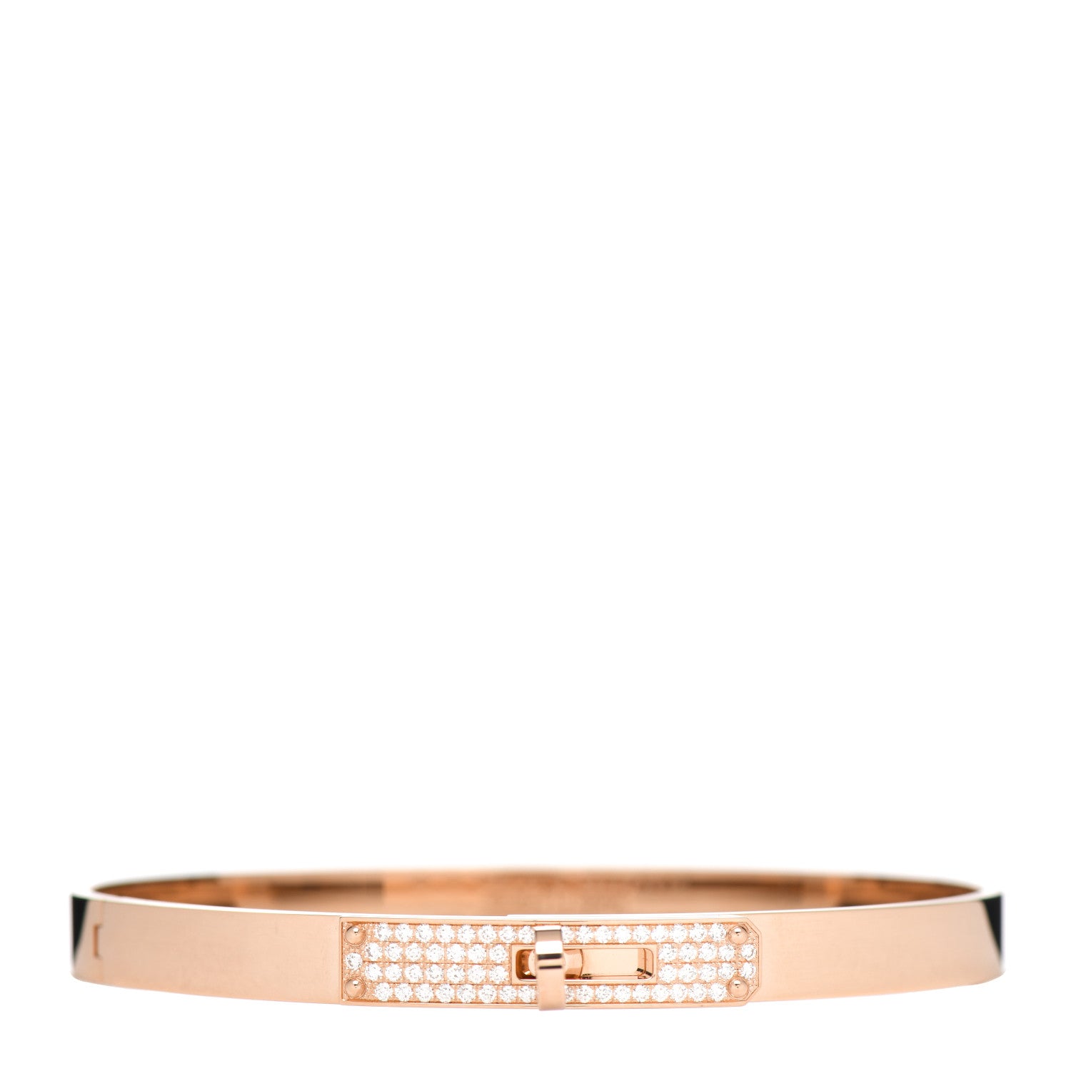 Hermes 18K Rose Gold Diamond PM Kelly Pave Bracelet ST 1 of 5