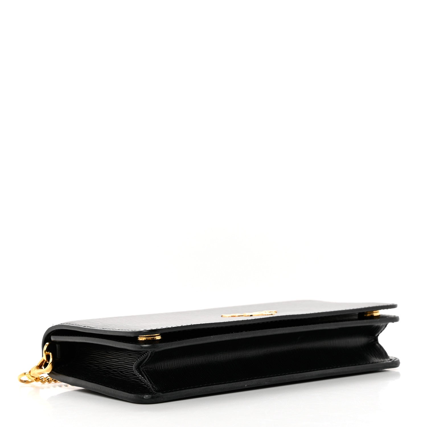 Prada Vitello Move Metal Oro Chain Wallet Black 3 of 6