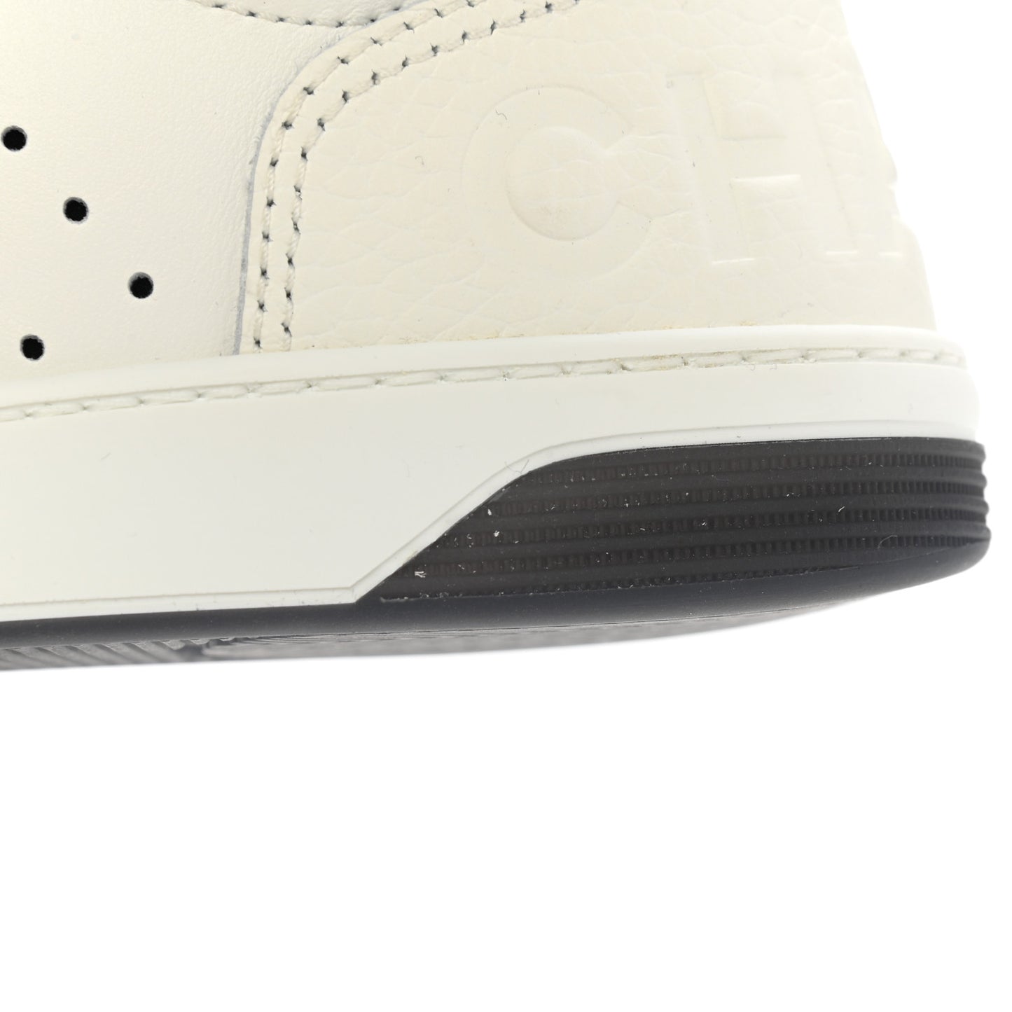 Grained Calfskin Fabric Womens Logo Sneakers 39 White Black